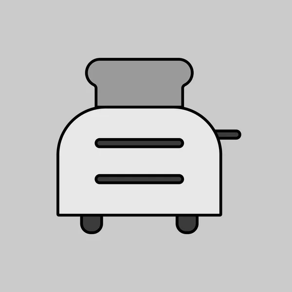 Kızarmış Ekmek Kızartma Makinesi Gri Ölçekli Vektör Simgesi Mutfak Aletleri — Stok Vektör