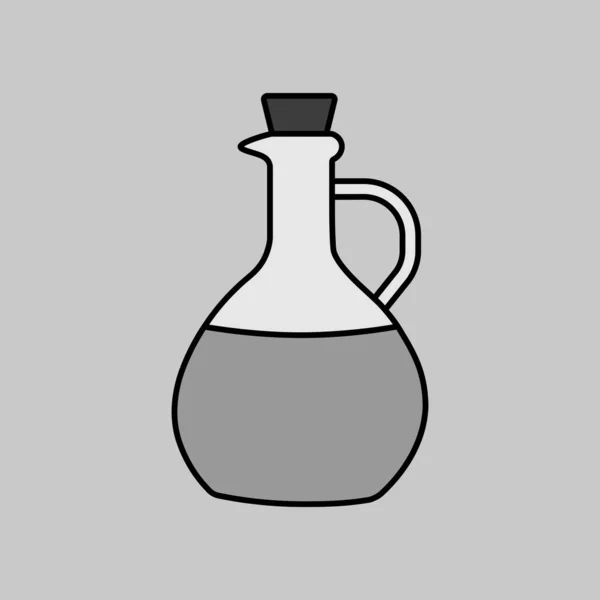 オリーブオイルグラスジャグピッチャーベクトルグレースケールアイコン ウェブサイトのデザイン アプリ Uiを調理するためのグラフシンボル — ストックベクタ