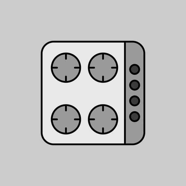 調理上の調理パネル 表面グレースケールのアイコン 誘導ストーブのハブ ウェブサイトのデザイン アプリ Uiを調理するためのグラフシンボル — ストックベクタ
