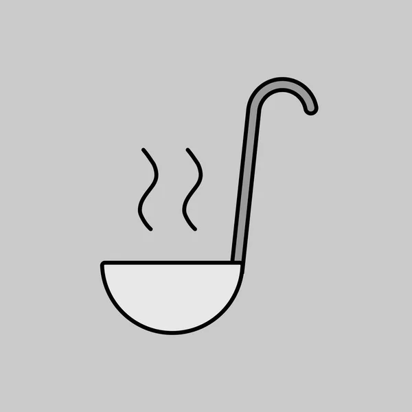 Suppenkelle Vektor Graustufen Symbol Küchengerät Grafik Symbol Für Das Kochen — Stockvektor