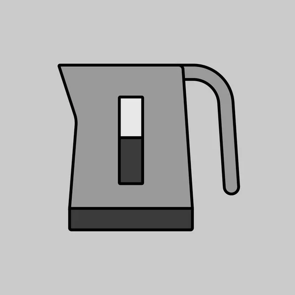 電気ケトルベクトルグレースケールアイコン 台所用品 ウェブサイトのデザイン アプリ Uiを調理するためのグラフシンボル — ストックベクタ