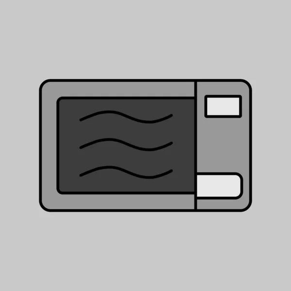 マイクロ波ベクトルグレースケールアイコン 電気台所用品 ウェブサイトのデザイン アプリ Uiを調理するためのグラフシンボル — ストックベクタ