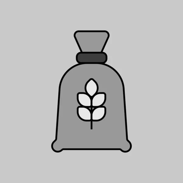 袋小麦粉ベクトルグレースケールアイコン 台所用品 ウェブサイトのデザイン アプリ Uiを調理するためのグラフシンボル — ストックベクタ