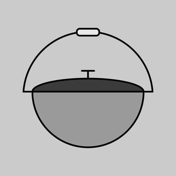 金属ベクトルグレースケールアイコンからのキャンプ釜 台所用品 ウェブサイトのデザイン アプリ Uiを調理するためのグラフシンボル — ストックベクタ
