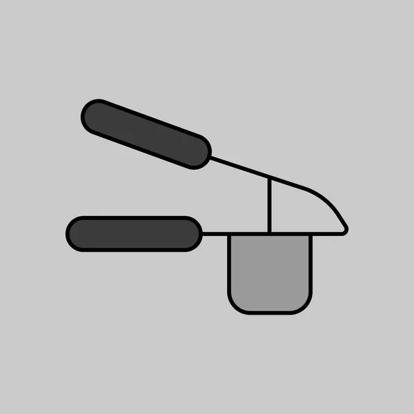 ニンニクプレスベクトルグレースケールアイコン 台所用品 ウェブサイトのデザイン アプリ Uiを調理するためのグラフシンボル — ストックベクタ