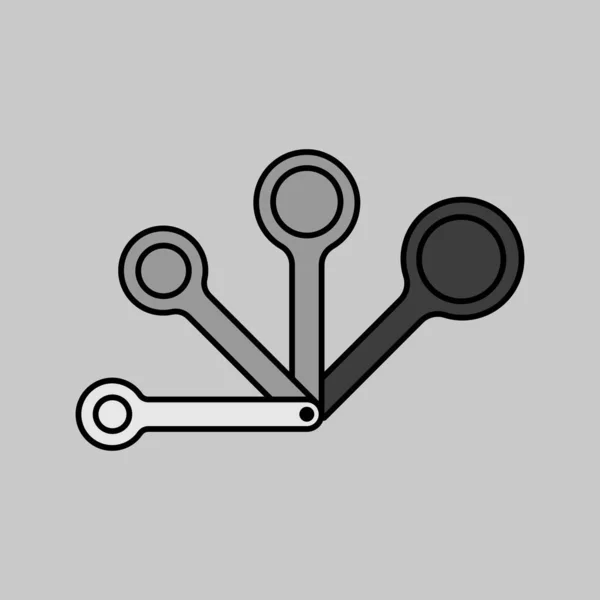 Messlöffel Vektor Graustufensymbol Küchengerät Grafik Symbol Für Das Kochen Webseiten — Stockvektor