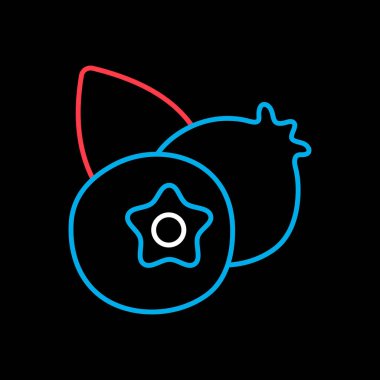 Orman çileği işareti. Siyah arkaplan simgesinde yabanmersini vektörü. Gıda ve içecek web sitesi için grafik sembolü, uygulama tasarımı, mobil uygulamalar ve yazdırma ortamı, logo, UI