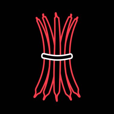 Yeşil fasulyeler siyah arkaplan simgesinde izole edilmiş bir vektör oluşturuyor. Sebze işareti. Gıda ve içecek web sitesi için grafik sembolü, uygulama tasarımı, mobil uygulamalar ve yazdırma ortamı, logo, UI