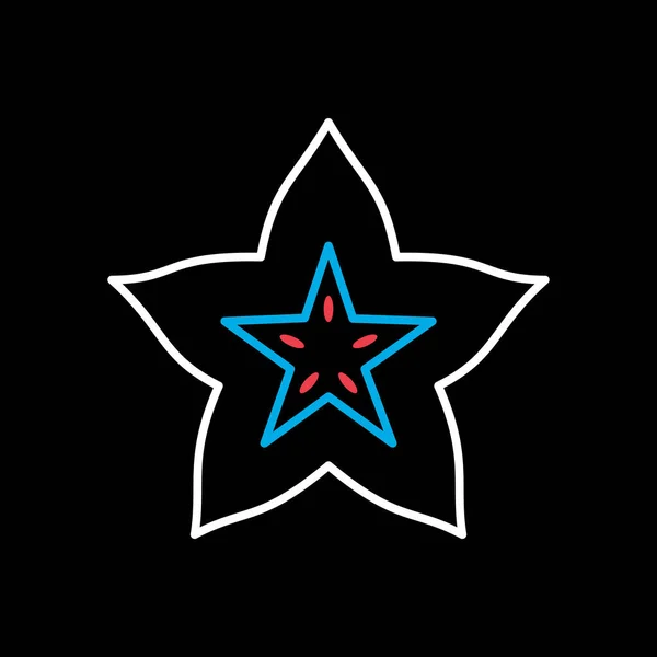 Carambole Carambola Starfruit Vector Zwarte Achtergrond Icoon Grafisch Symbool Voor — Stockvector