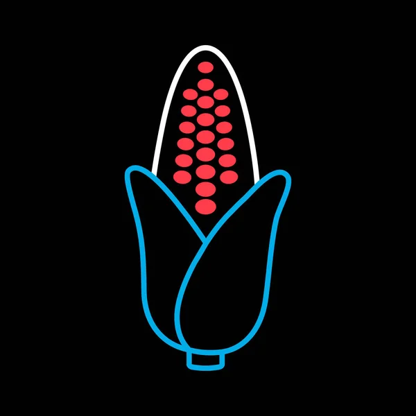 Кукурузный Початок Изолированный Вектор Черном Фоне Овощной Знак Графический Символ — стоковый вектор