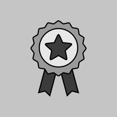 Kurdele ödülü en çok satan gri tonlama ikonu. En çok satan etiket etiketi, rozet, madalya, kaliteli ürün garantisi, iş sertifikası. E-ticaret işareti