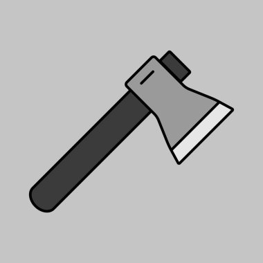 Balta ya da balta vektörü gri tonlama simgesini izole etti. Kamp ve yürüyüş işareti. Seyahat ve turizm web sitesi ve uygulama tasarımı, logo, uygulama, UI için grafik sembolü