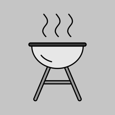 Izgara barbekü ızgara vektörü izole edilmiş gri tonlama simgesi. Yemek pişirme web sitesi ve uygulama tasarımı, logo, uygulama, UI için grafik sembolü