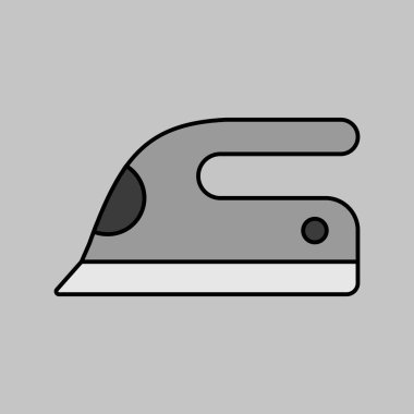 Buhar demiri düz vektörü gri tonlama simgesini izole etti. Ev elektriği web sitesi ve uygulama tasarımı, logo, uygulama, UI için grafik sembolü
