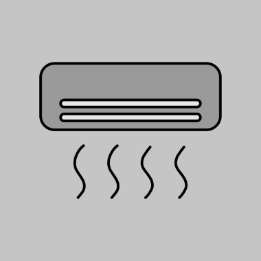 Bölünmüş sistem kliması düz vektör gri tonlama simgesi. Ev elektriği web sitesi ve uygulama tasarımı, logo, uygulama, UI için grafik sembolü