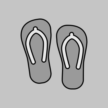 Flip flops gri ölçekli vektör izole simgesi. Yaz tabelası. Seyahat ve turizm web sitesi ve uygulama tasarımı, logo, uygulama, UI için grafik sembolü