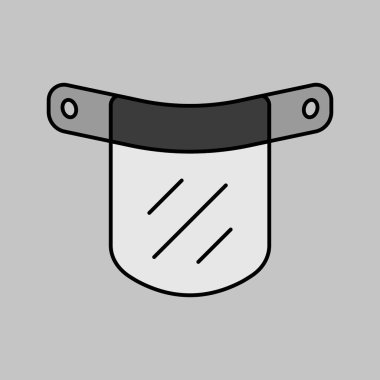 Plastic protective face shield vector grayscale icon. Medical sign. Coronavirus. Graph symbol for medical web site and apps design, logo, app, UI