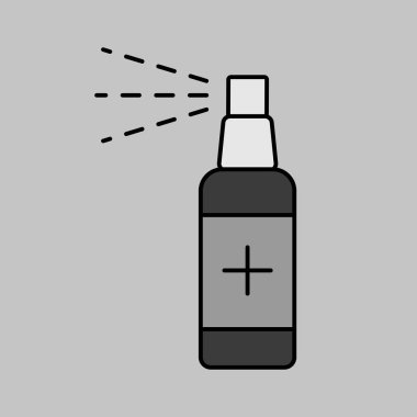Anti-bacterial sanitizer spray, hand sanitizer vector grayscale icon. Coronavirus. Graph symbol for medical web site and apps design, logo, app, UI