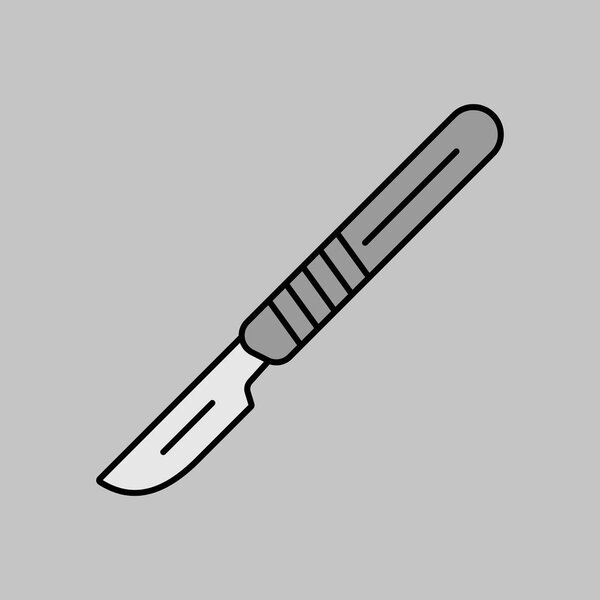 Surgical tools for operations scalpel vector grayscale icon. Medicine and medical support sign. Graph symbol for medical web site and apps design, logo, app, UI