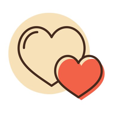 Two heart isolated icon. Valentine day symbol. Vector illustration, romance elements. Sticker, patch, badge, card for marriage, wedding