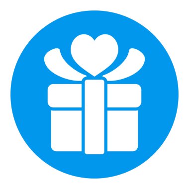 Gift box sign glyph icon. Present with heart love symbol. Valentines day. Vector illustration, romance elements. Sticker, patch, badge, card for marriage, wedding