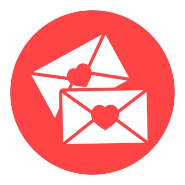 Two envelope glyph icon. Love Letter. Valentines day symbol. Vector illustration, romance elements. Sticker, patch, badge, card for marriage, wedding