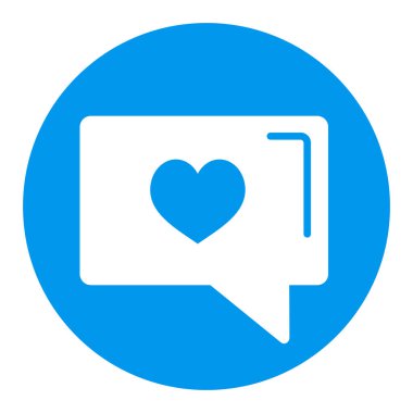 Text bubble with heart glyph icon. Valentines day symbol. Vector illustration, romance elements. Sticker, patch, badge, card for marriage, wedding