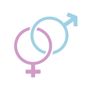 Male and female glyph icon vector symbols. Gender sign. Valentines day. Vector illustration, romance elements. Sticker, patch, badge, card for marriage, wedding