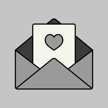 Happy Valentine day Card in envelope glyph icon. Heart sign, symbol background wallpaper for Love, Sweet, Wedding event