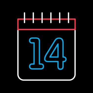 14 February, Valentine s Day on black background icon. Valentines day symbol. Vector illustration, romance elements. Sticker, patch, badge, card for marriage, wedding