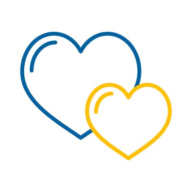 Two heart isolated icon. Valentine day symbol. Vector illustration, romance elements. Sticker, patch, badge, card for marriage, wedding