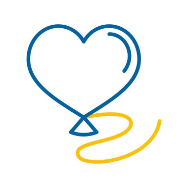 Kalp simgesi şeklinde balon. Sevgililer günü sembolü. Vektör çizim, romantizm unsurları. Etiket, yama, rozet, kart için evlilik, düğün