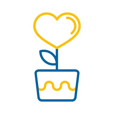 Heart flower in pot icon. Valentine day symbol. Vector illustration, romance elements. Sticker, patch, badge, card for marriage, wedding