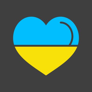 Heart glyph on dark background icon. Love symbol Valentine Day. Vector illustration, romance elements. Sticker, patch, badge, card for marriage, wedding