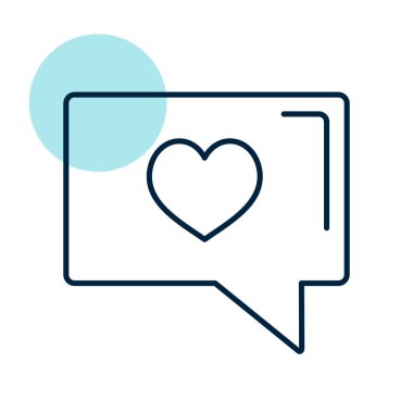 Metin kabarcık kalp simgesi ile. Sevgililer günü sembolü. Vektör çizim, romantizm unsurları. Etiket, yama, rozet, kart için evlilik, düğün