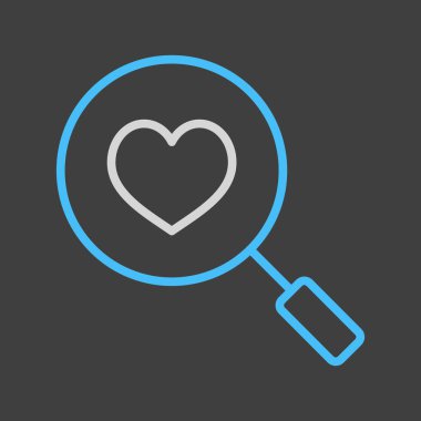 Koyu arkaplan simgesinde kalp taraması. Sevgililer Günü sembolü. Vektör çizimi, romantik unsurlar. Etiket, yama, rozet, evlilik kartı, düğün