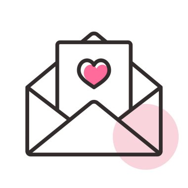 Sevgililer günü kartı zarf simgesi. Kalp işareti, aşk, tatlı, düğün olay için sembol arka plan duvar kağıdı