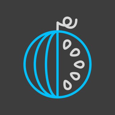 Watermellon vector on dark background icon. Graph symbol for food and drinks web site, apps design, mobile apps and print media, logo, UI