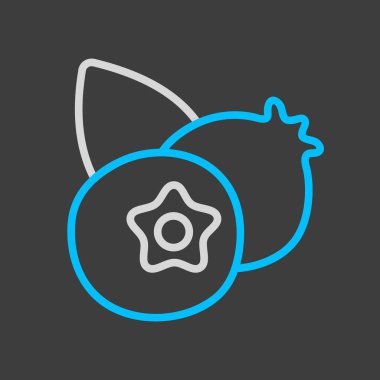 Forest berry sign. Blueberry vector on dark background icon. Graph symbol for food and drinks web site, apps design, mobile apps and print media, logo, UI