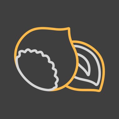 Hazelnut vector on dark background icon. Graph symbol for food and drinks web site, apps design, mobile apps and print media, logo, UI