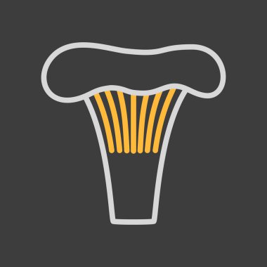 Mushroom chanterelle isolated design vector on dark background icon. Vegetable sign. Graph symbol for food and drinks web site, apps design, mobile apps and print media, logo, UI