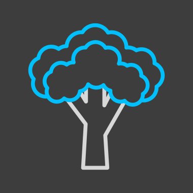 Broccoli isolated design vector on dark background icon. Vegetable sign. Graph symbol for food and drinks web site, apps design, mobile apps and print media, logo, UI