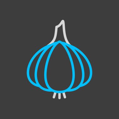 Garlic bulb, allium sativum isolated design vector on dark background icon. Vegetable sign. Graph symbol for food and drinks web site, apps design, mobile apps and print media, logo, UI