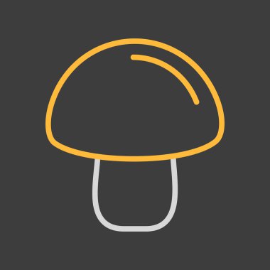 Mushroom Champignon isolated vector on dark background icon. Vegetable sign. Graph symbol for food and drinks web site, apps design, mobile apps and print media, logo, UI