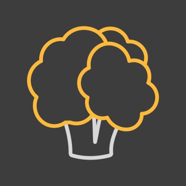 Cauliflower isolated vector on dark background icon. Vegetable sign. Graph symbol for food and drinks web site, apps design, mobile apps and print media, logo, UI