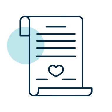 Marriage contract. Wedding certificate isolated icon. Vector illustration, romance elements. Sticker, patch, badge, card for marriage, valentine