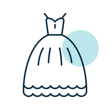 Wedding dress isolated icon. Vector illustration, romance elements. Sticker, patch, badge, card for marriage, valentine