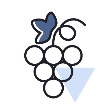 Bunch of grapes with leaf vector icon. Graph symbol for food and drinks web site, apps design, mobile apps and print media, logo, UI