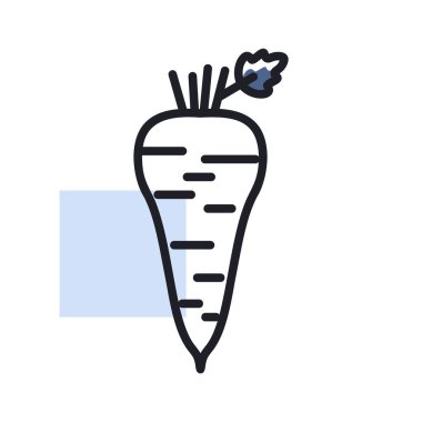 Yaban havucu kökü izole vektör simgesi. Sebze işareti. Gıda ve içecek web sitesi için grafik sembolü, uygulama tasarımı, mobil uygulamalar ve yazdırma ortamı, logo, UI