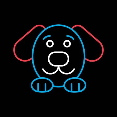 Siyah arkaplanda köpek vektör simgesi. Evcil hayvan işareti. Evcil hayvan ve veteriner web sitesi ve uygulama tasarımı, logo, uygulama, UI için grafik sembolü